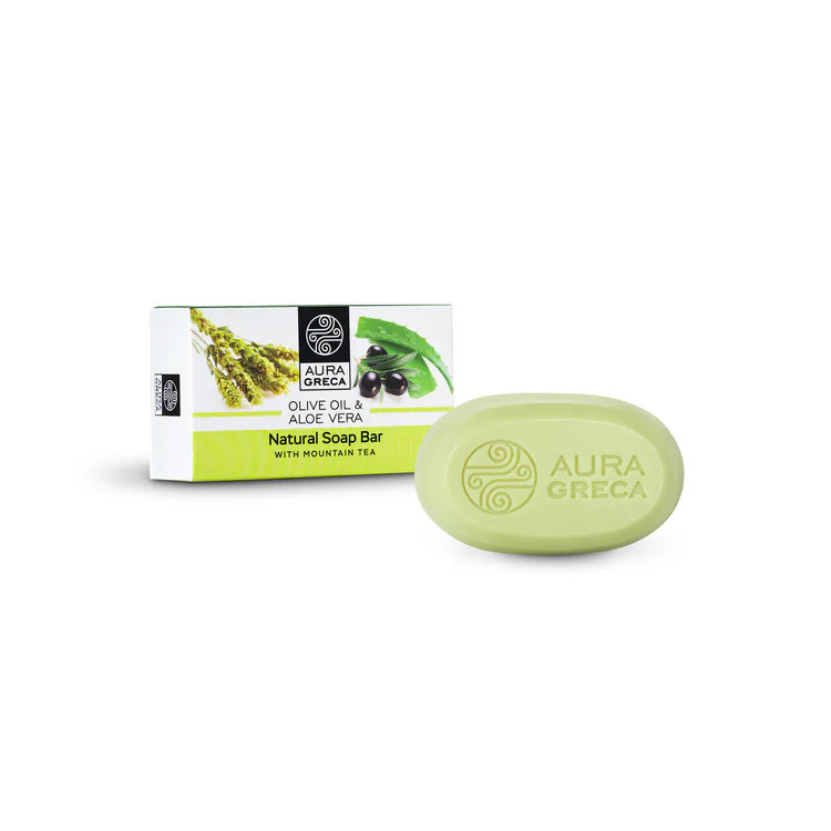 aura-greca-natural-soap-mountain-tea-olive-oil-aloe-vera-A-132 Φυσικό Σαπούνι με Τσάι του Βουνού - Image 1